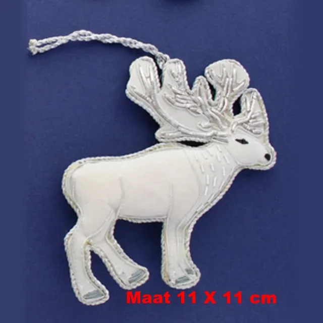 Hetty'S Kerstboomhangers - Wit met zilver - Dieren en Sneeuwpop - 6 stuks Wit, zilver