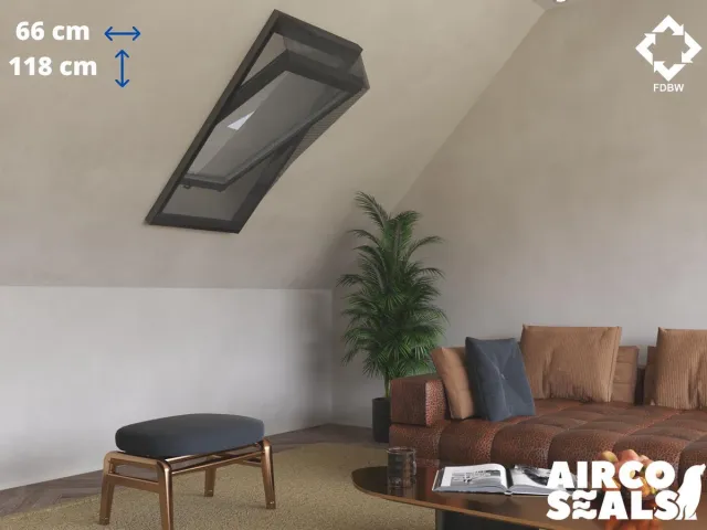 FDBW Insecten Hor Dakraam – 66 x 118 cm – Hor Geschikt voor Velux FK06 | Fakro/Optilight 04 | LuXtra F6A - Insect Raamhor - Vliegenhor – Velux Tuimelvenster Oplossing Zwart 66 x 118 cm