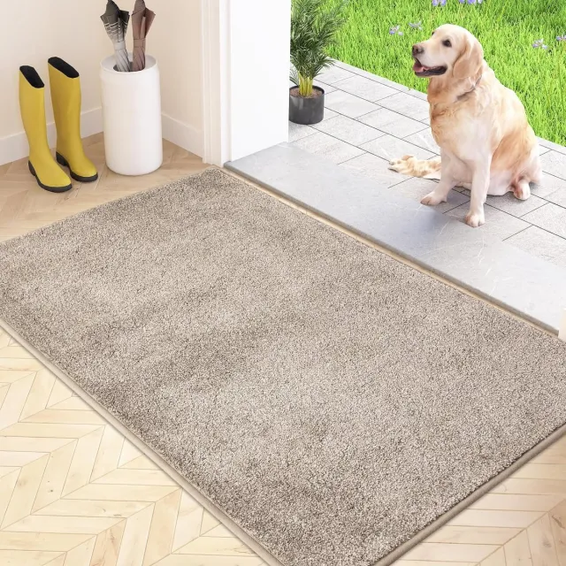 Riokem ® Antislip Deurmat voor Binnen en Buiten, 86 x 150 cm, Wasbaar en Absorberend beige