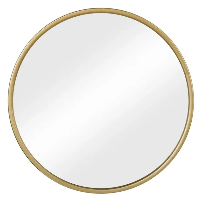 Klarven Wandspiegel 40x40cm golden - Rond, Helder spiegelbeeld zonder vervorming - Stevig metalen frame met MDF paneel - Rond Ø 60 cm goudkleurig