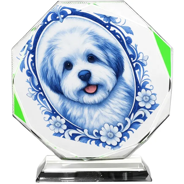 Mr Cadeautjes Fotokristal hexagon - design Een frontaal kattenportret met een elegante botanische omlij | cadeau Wit