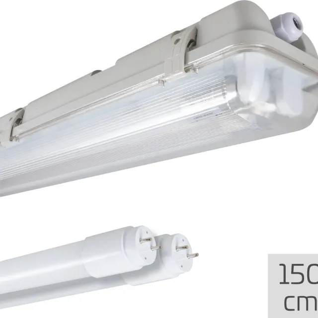 Proventa LED TL Licht balk 150 cm - Dubbel armatuur met twee LED TL buizen - IP65 - 4620 lm - Tl-buizen - Tl-verlichting - Tl-armaturen Wit