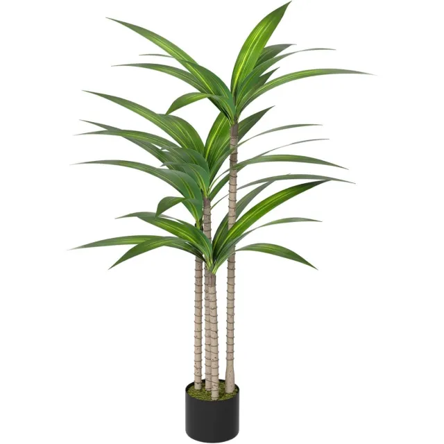 NAIZY Kunstplanten 120 cm Hoog - Kunstplanten - Gesimuleerde Drakenboom Met PE Boomstam & Plastic Bloempot - Plastic Groenblijvende Kamerplanten - Groene Set Voor Huisdecoratie (S) NAIZY