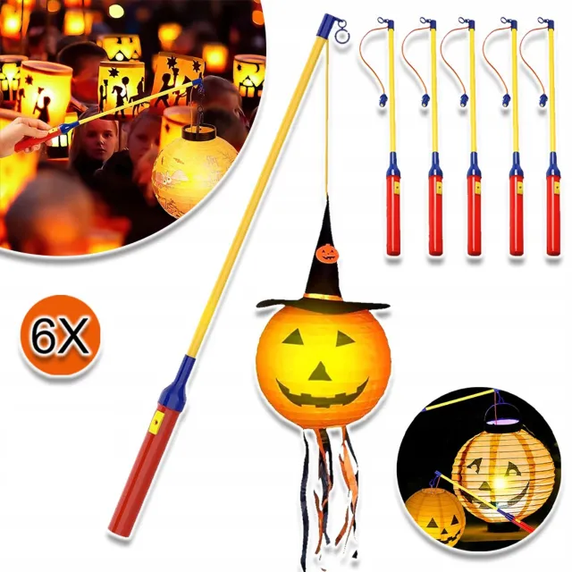 CHOOLY 6x LED Lichtstokken voor Lantaarns - Met O-Vormige Haak Warm Wit Licht - Werkt op 2x AA Batterijen - Geen Vlam of Hitte - Perfect voor Feest Halloween Kerst Rood + Blauw + Geel