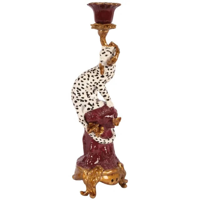 Baroque Kandelaar - Kandelaar Luipaard 33 cm - Rood - Resin - 33x11x10.5 - Polyresin Red