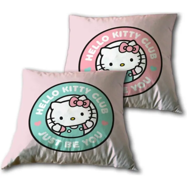 Hello Kitty Club kussen, decoratief kussen 40x40 cm Velours roze
