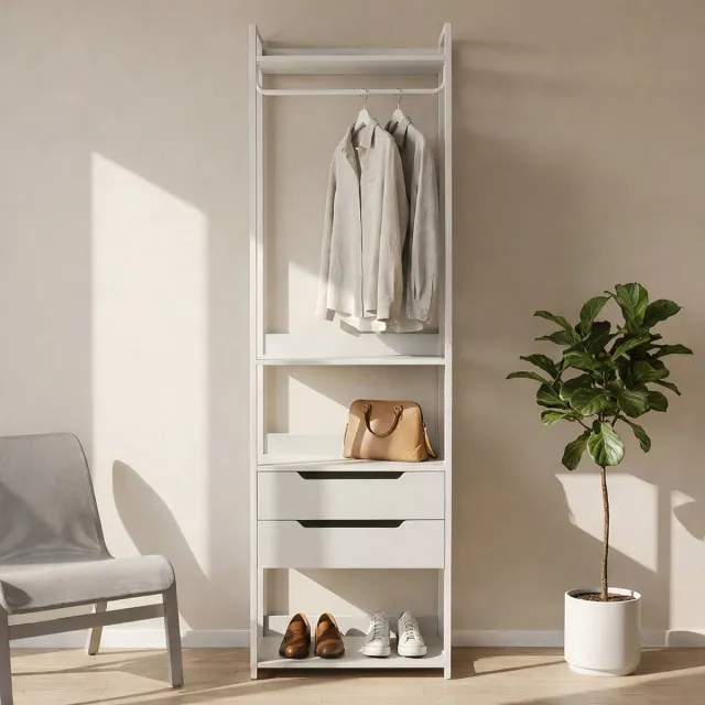 en.casa Kledingrek Jässaatka met 2 lades 200x61x40 cm grijs [en.casa] grijs met 2 lades