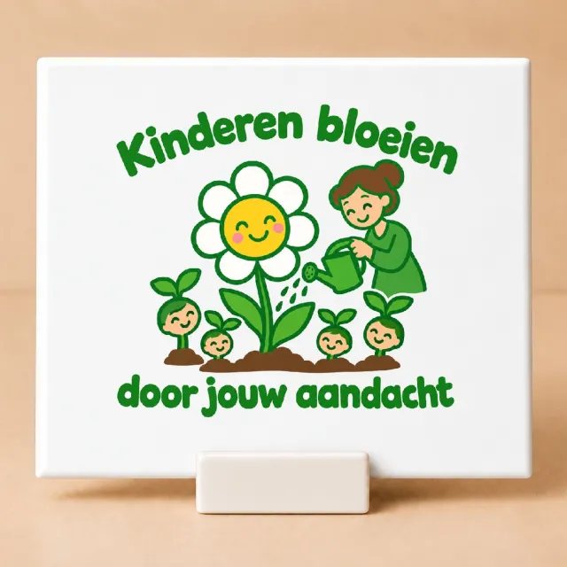 Bedruk King Vrolijke cartoon Tegel 'Juf en meester: bijna kerstvakantie' – Speelse sticker voor leraren en scholen - 11 x 11 cm met houder Wit