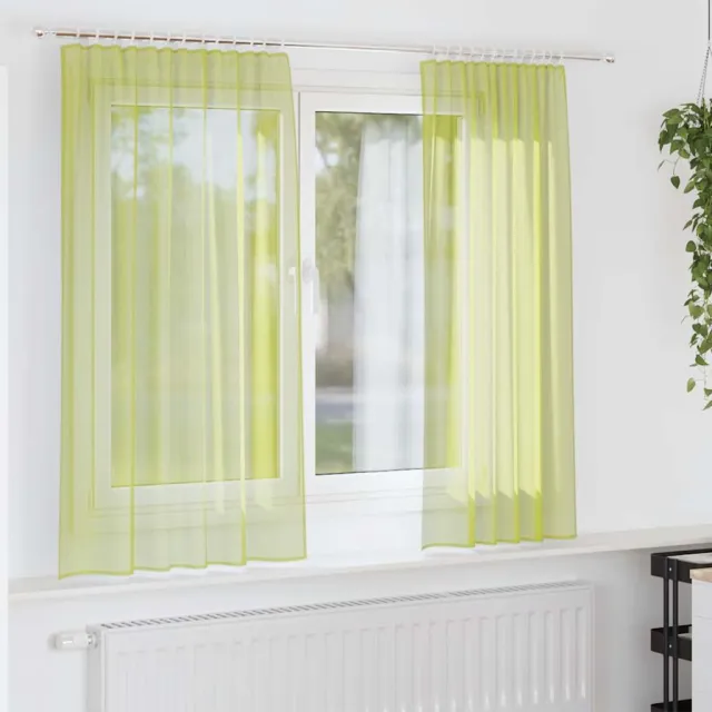 vidaXL Gordijnen voile met roedezakken 2 st appelgroen groen