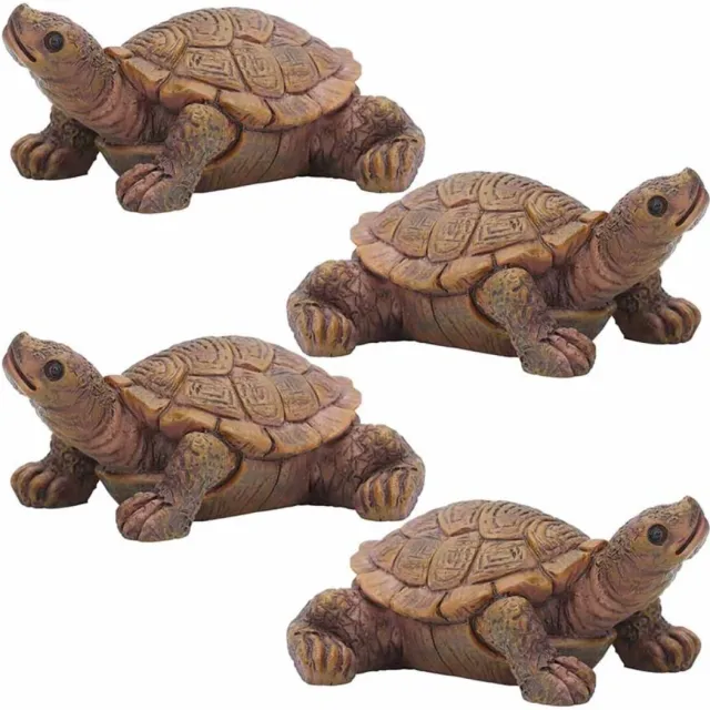 Excitat Tuindecoratie - Miniatuur Schildpad - Miniatuur Beeldje - Bloempot Decoratie - Hars - voor Bonsai, Tuin, Vetplanten, Plantenbakken - 4 stuks bruin