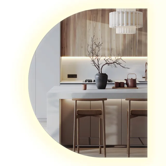 Coloray LED Wandspiegel in D-vorm met Verlichting – Moderne Badkamerspiegel – Decoratieve LED Spiegel voor Badkamer en Slaapkamer – 70x90 cm – Neutraalwit 4000K