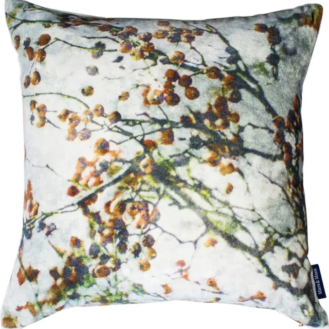 Mars & More kussen fluweel - sierkussen rozenbottel - 45 x 45 cm Multi