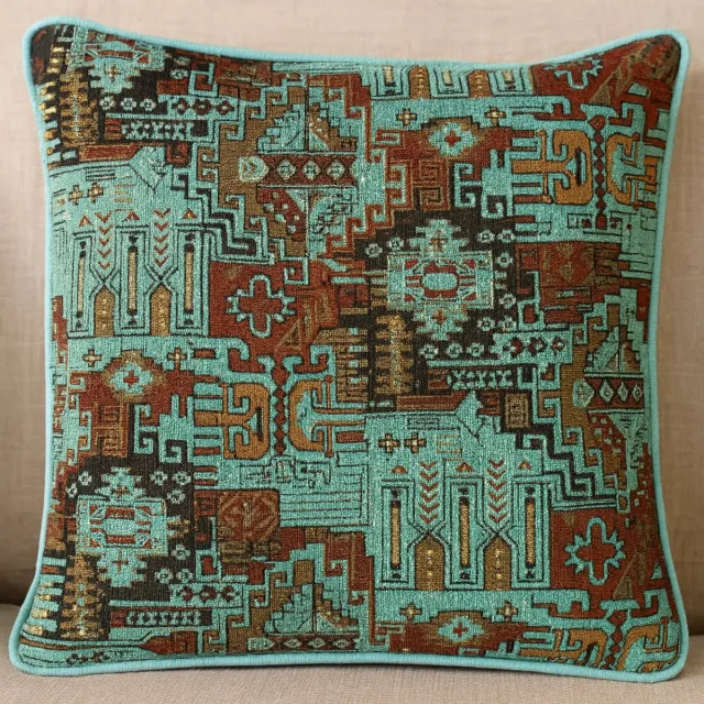 De Groen Home Kussenhoes 45x45 - Oosters patroon lichtblauw – Extra sterke weefkwaliteit - Kussensloop