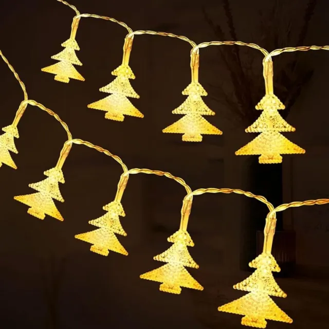 Livatto Kerstboomvormige LED-lichtsnoer 6 m 40 LED's warm wit batterijvoeding 2 lichtmodi waterdicht binnen en buiten
