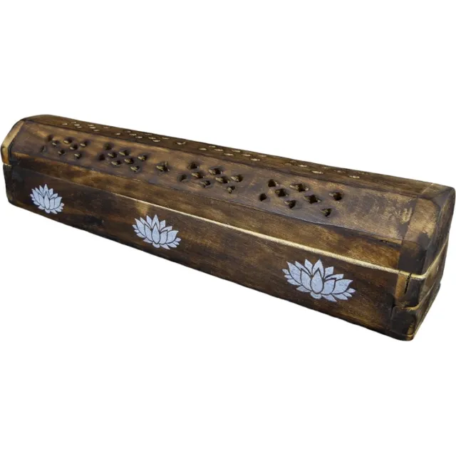 LalaShops Wierook Brander - Wierookhouder - Kistje Bruin - Bloem Bruin / Brown