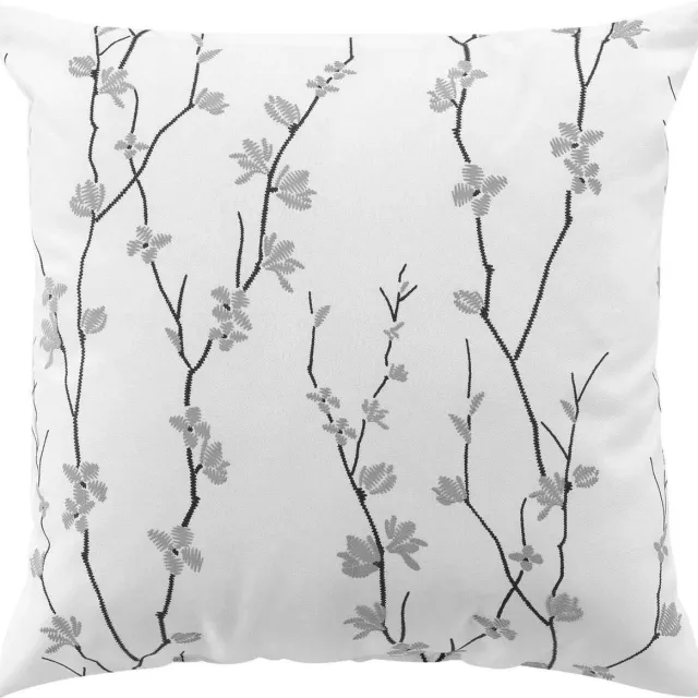 Douceur d intérieur Decoratief kussen SAKURA, kersenbloesem tak, 45 x 45 cm wit