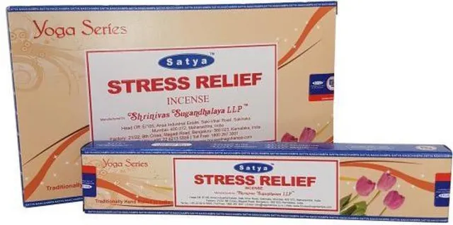 Satya Nag Champa Yoga Series Stress Relief wierook 12 x 15 gram