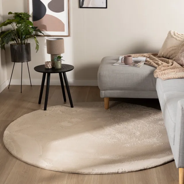 NATURL. Rond laagpolig vloerkleed - Cozy Beige - Ø 80cm
