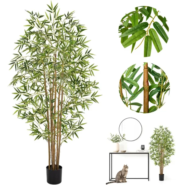 MODFU Kunstplant in Pot - 120cm Hoge Bamboe - Realistische Nepplant - Woonkamer, Hal, Kantoor - Kunststof - Groen