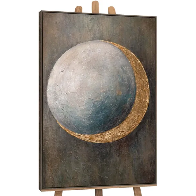 YS Canvas schilderij handgeschilderd warmth of the universe abstract – YS-Art Gallery – Luxe wanddecoratie voor woonkamer – Modern schilderij voor slaapkamer en hal Grey