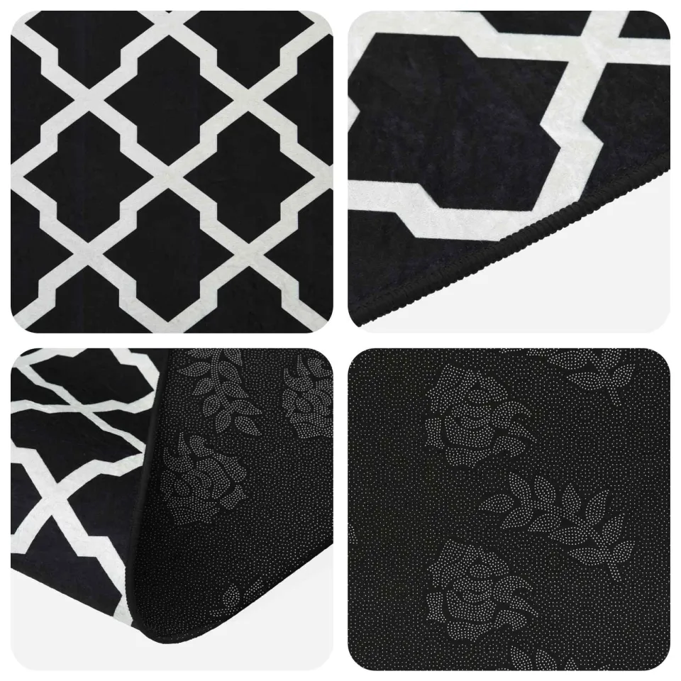 vidaXL Vloerkleedloper LESAKA Zwart en wit 50 x 100 cm Diamantvelours, foto 4