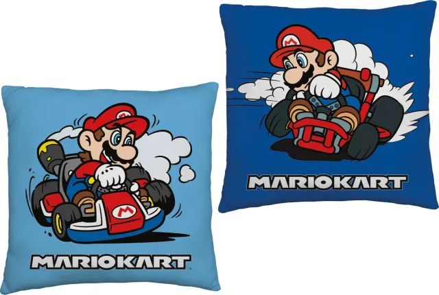 Super Mario Kussen Mariokart - 40 x 40 cm - Polyester Blauw
