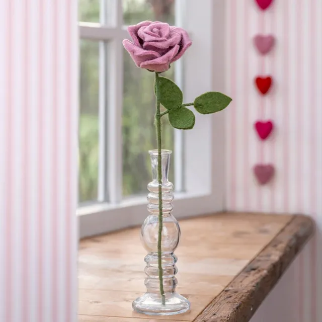 Sjaal met Verhaal Bloem Wolvilt - Roos - Roze - 42cm - Duurzaam & Fairtrade Homedecoratie Roos-Roze