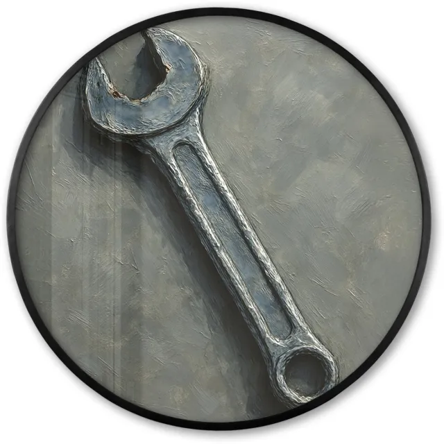 FrameYourWall Poster in lijst Rond - Fotolijst 60x60 cm - Posters - Steeksleutel - Schilderij - Gereedschap - Verf - Ronde posterlijst zwart - Decoratie - Wanddecoratie woonkamer - Muurdecoratie slaapkamer