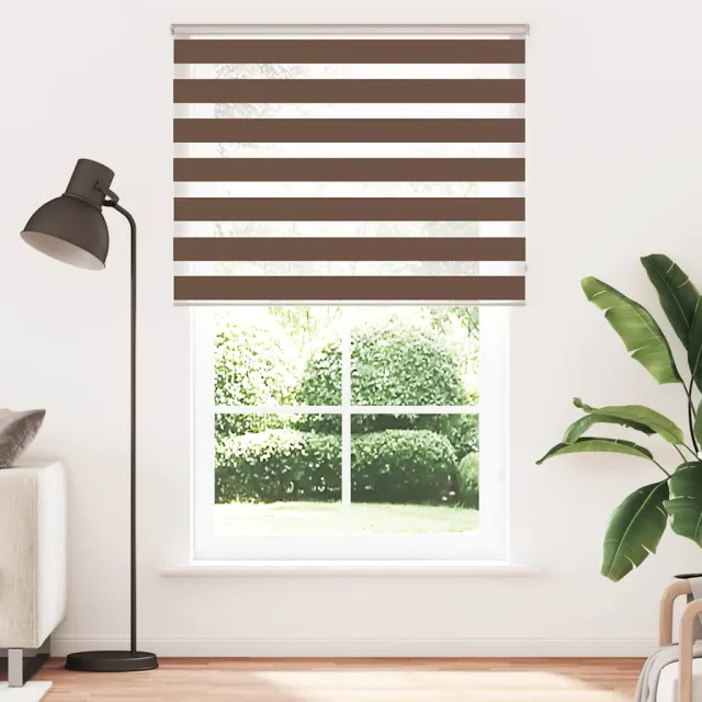 vidaXL Zebra rolgordijn 145x200 cm stofbreedte 140,9cm polyester bruin