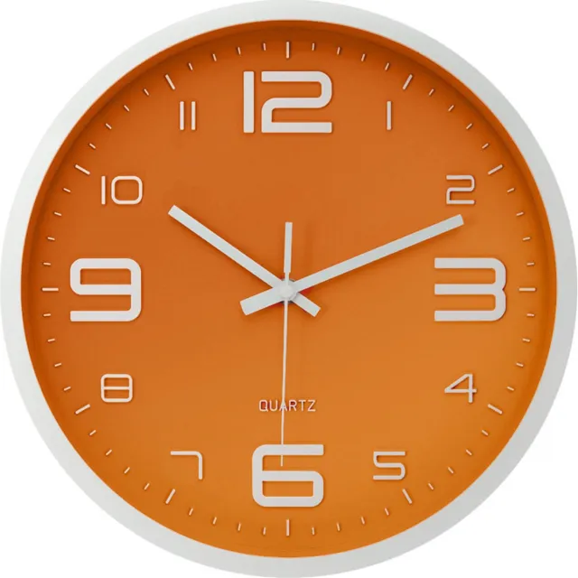 LW collection keukenklok oranje 30cm - kleine wandklok oranje - muurklok - stille klok - stil uurwerk - kleine klok