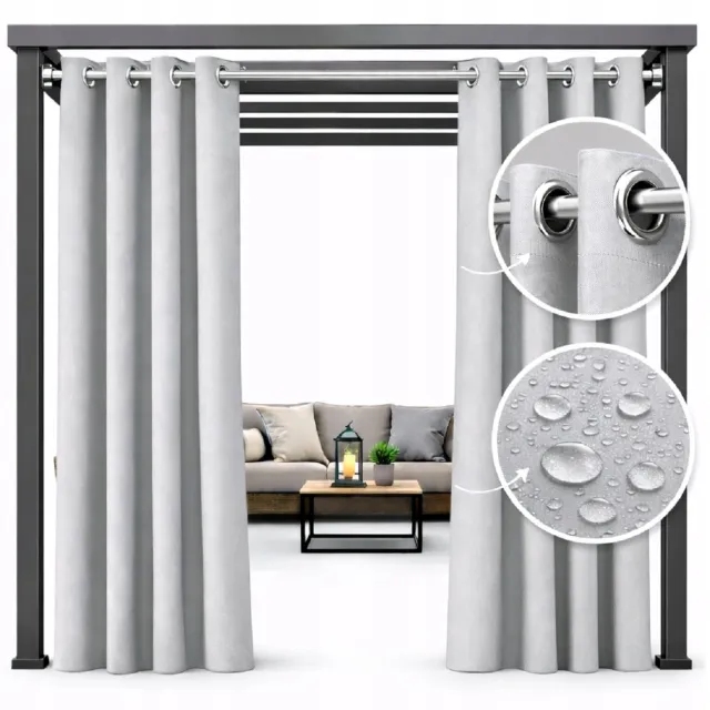 NOW-ART Wodo-K - Tuingordijn - 200 × 180 cm - Waterafstotend - Lichtgrijs - Met ringen
