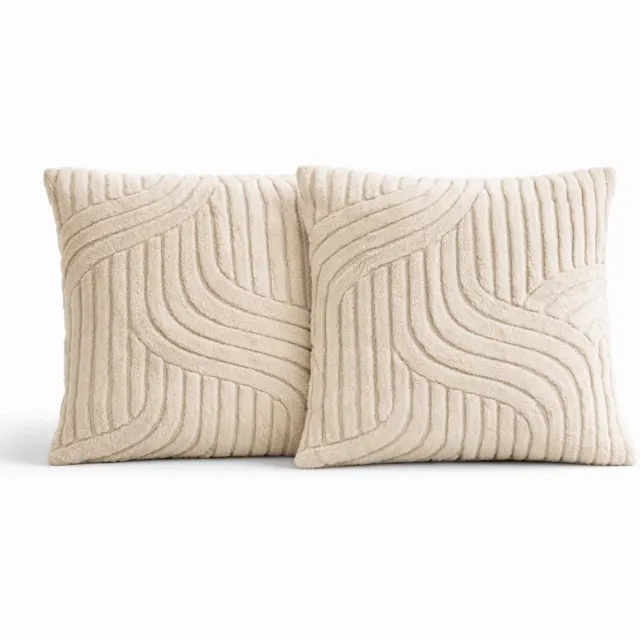 Trovano Sierkussens set van 2 50x50 cm Beige | Inclusief binnenkussens | Vierkante, Luxe & Zachte kussens voor Bank & Woonkamer