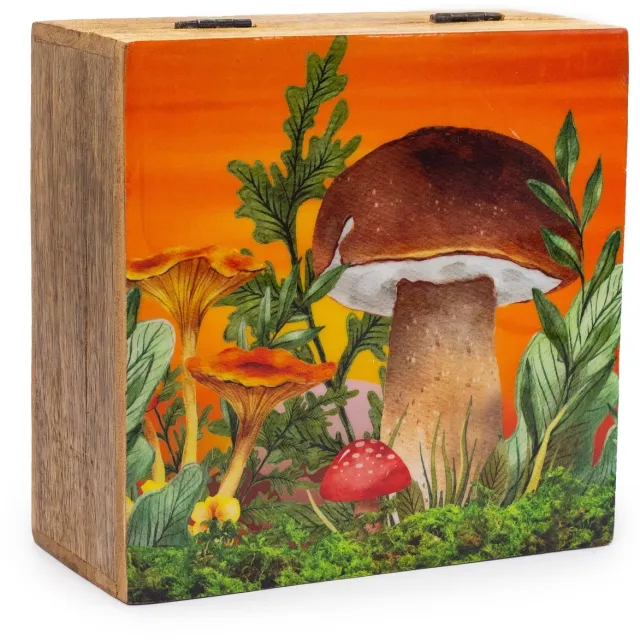 Ancient Wisdom Wierook - Grote vierkante doos 15x17,5x8cm - Paddenstoeldesign - geur - aroma - handgemaakt - wierookstokjes - incense - geurige stokken bordeauxrood