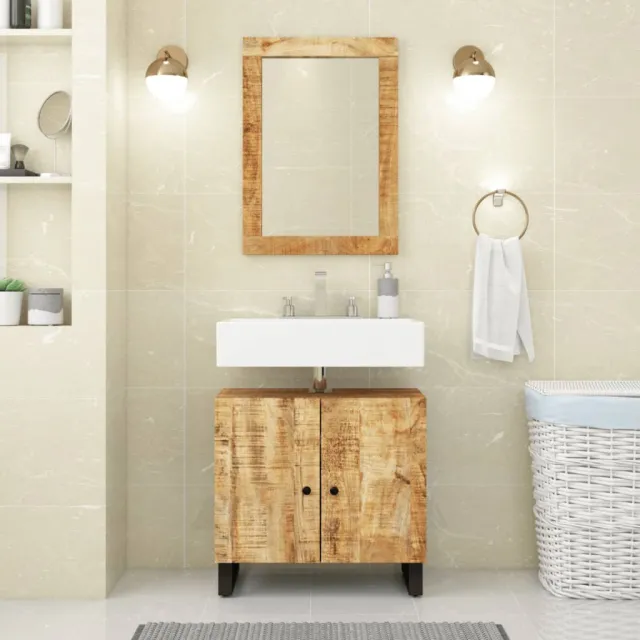 vidaXL Spiegel 70x50 cm massief mangohout en glas Bruin