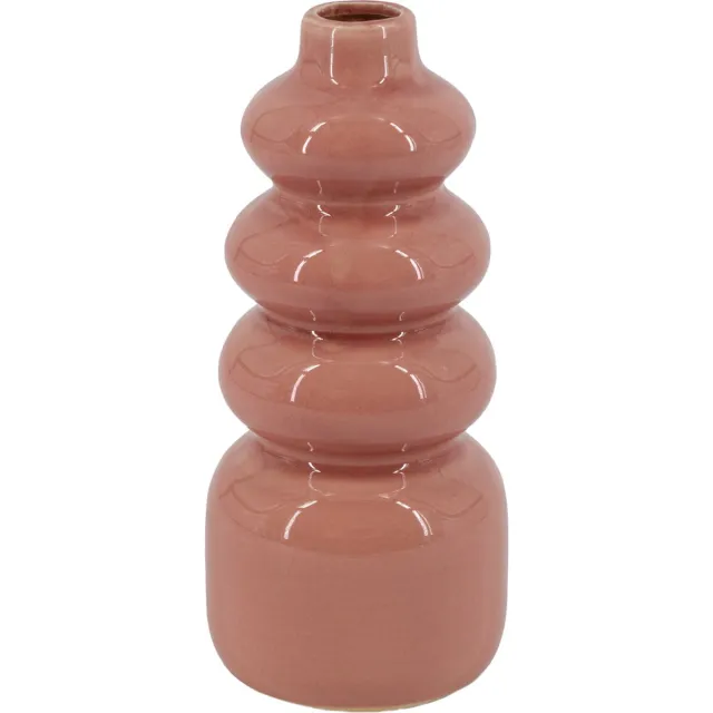 homebound by ky Aardewerk vaas disk pink | 11,5x11,5x25cm | bloemenvaas keramiek schijven roze