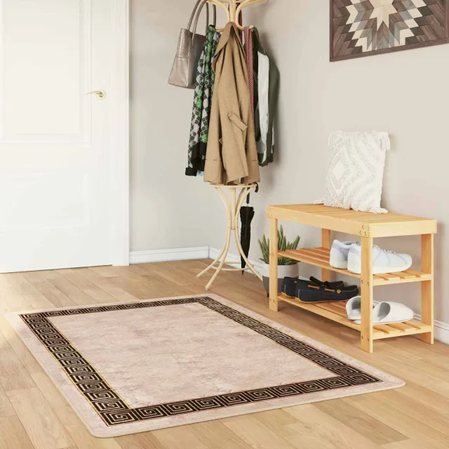 vidaXL Vloerkleedloper MARSA Beige en zwart 80 x 100 cm, foto 2