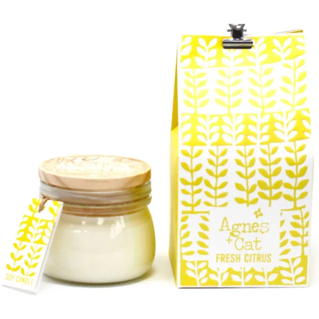 Ancient Wisdom Soy wax Geurkaars in Kilner Jar - Citrus - 180ml - 30 Branduren - 4 stuks Geel