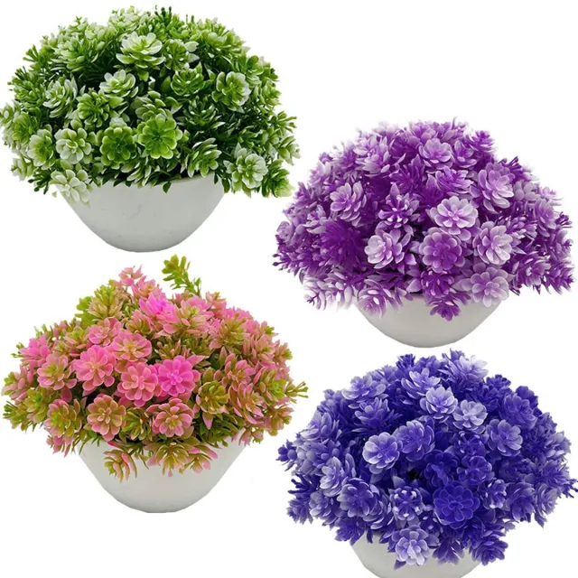 Ibenzoa Kleurrijke kunstplanten set van 4 in stijlvolle potten voor elke ruimte