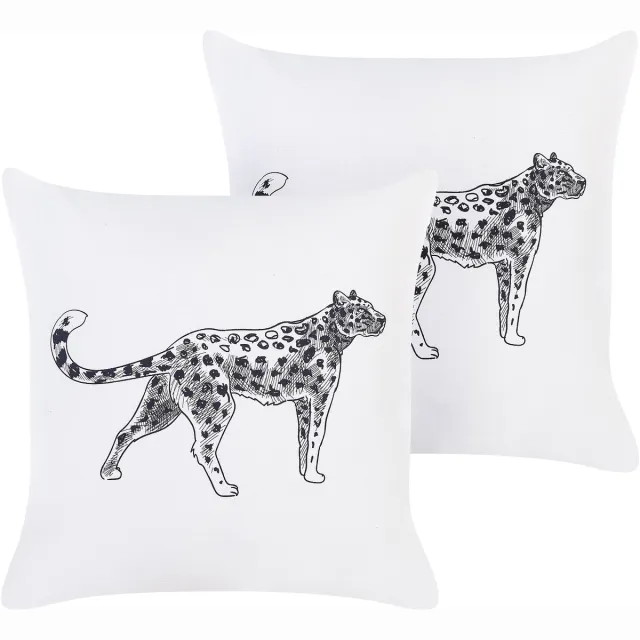 Beliani MARULA - Sierkussen set van 2 - Wit - 45 x 45 cm - Katoen