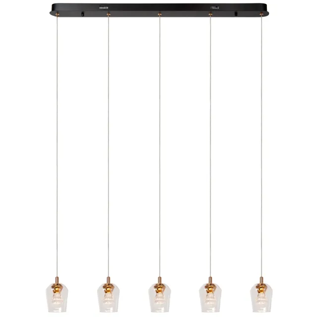 Lucide BERLIANE - Hanglamp - LED Dimb. - 5x4W 2700K - Met vervangbare LED-module - Transparant | Essential Transparant, Goud