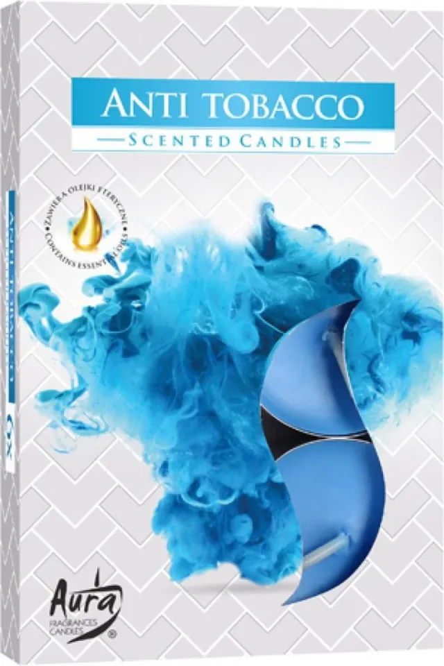 Bispol Geurkaarsen Tealights Anti-Tabak – Set van 6 Blauw