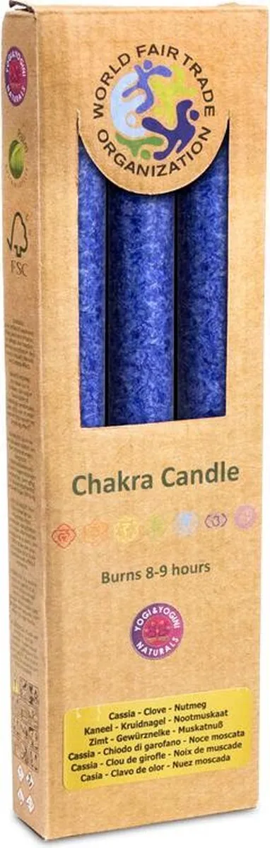 Phoenix Import Mani Bhadra Greenpalm Diner geurkaars 6e chakra Anja (3-pack) blauw