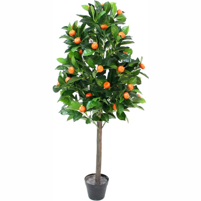 Naturn Living Kunstplant Dwergsinaasappel (Citrus Mitis) – Ø65 x 125 cm – Realistische Nepboom / Kunst Citrusplant voor Binnen – Onderhoudsvrij & Decoratief – Oranje Groen