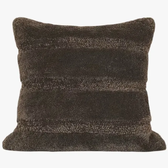 ilgi collection Sierkussen Donkerbruin - Zachte Teddy Structuur - Gestreept Design - 50x50cm