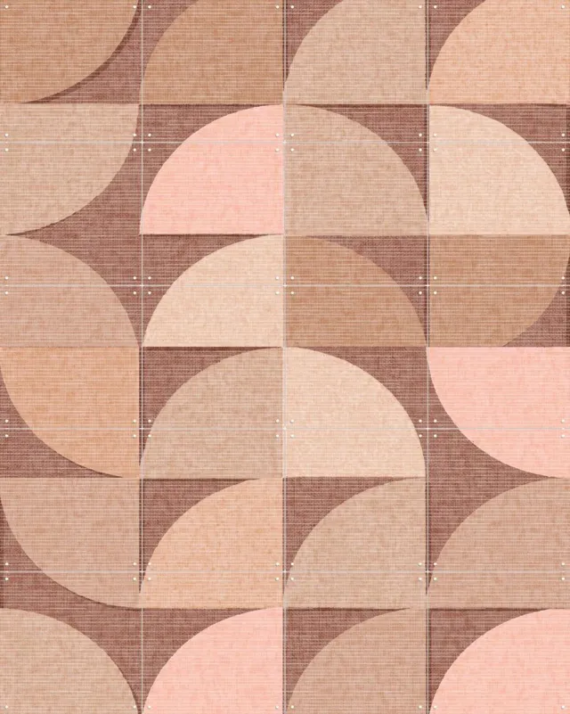 IXXI Mid Century Retro Geometry Mocha Pink Light, Bloomery Decor - 80 x 100 cm - Grote wanddecoratie en posters - Abstract, Retro, Geometrische Kunst Bruin