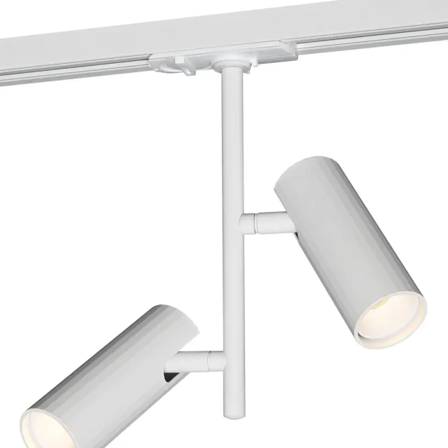 Fantasia Oryx opbouwspot met 2 lichtpunten, wit aluminium, GU10 fitting, dimbaar, voor 1-fase railsysteem