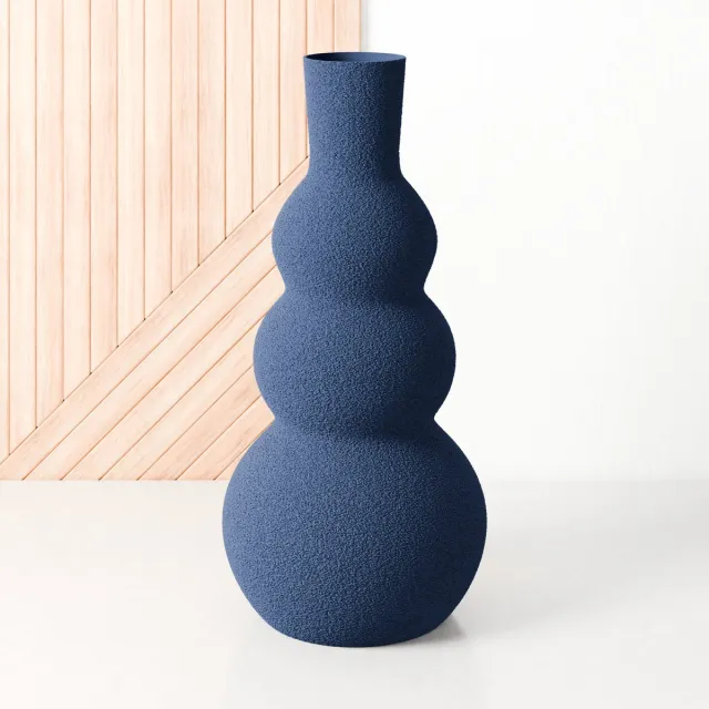 Fleuriek Kleine vaas Blauw - H30 cm - Bolvaas voor binnen of als decoratieve bloemenvaas, gekleurde ronde vaasjes van bio-kunststof