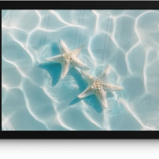 FrameYourWall Poster in lijst - Fotolijst 40x30 cm - Posters - Zeesterren - Golvend water - Rustgevend - Posterlijst zwart - Decoratie - Wanddecoratie woonkamer - Muurdecoratie slaapkamer