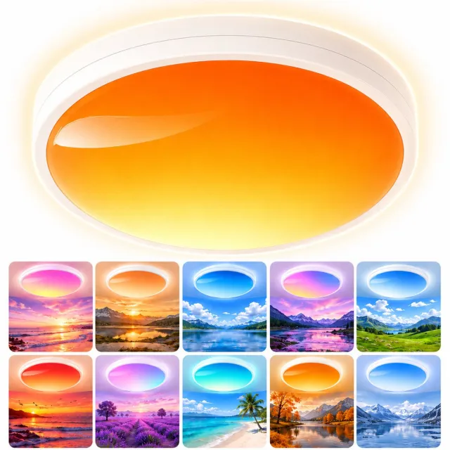 LAPAMAX LED Hemellamp met Realistisch Lucht- en Hemeleffect - Kunstmatig Dakraam en Daglicht Plafondlamp van 48 W en 4800 lm - Dimbaar met afstandsbediening - 19 Dynamische Modi, 7 RGB-kleuren, 4 Scènes en 3 Witte Lichtkleuren Meerkleurig