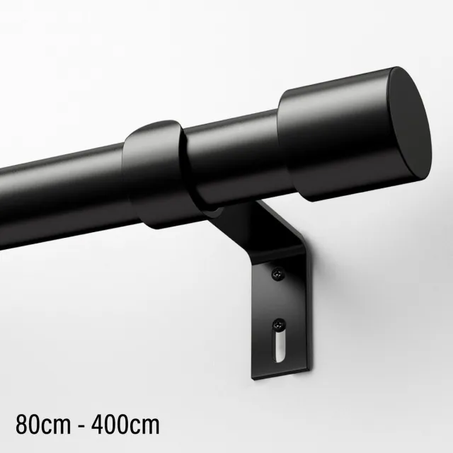 Qproducts Gordijnroede - 80 tot 400 cm - inclusief 3 verstevigingsbeugels zware gordijnen - Uitschuifbaar Douchegordijnstang - 400 cm - Uitschuifbare Klemstang - Metaal Zwart